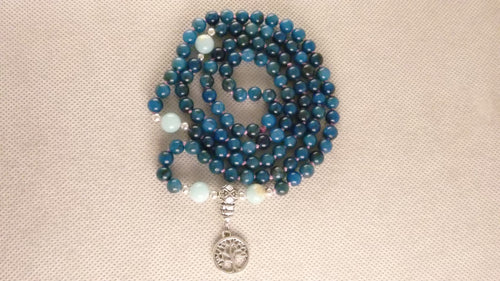 blue apatite 108 bead mala